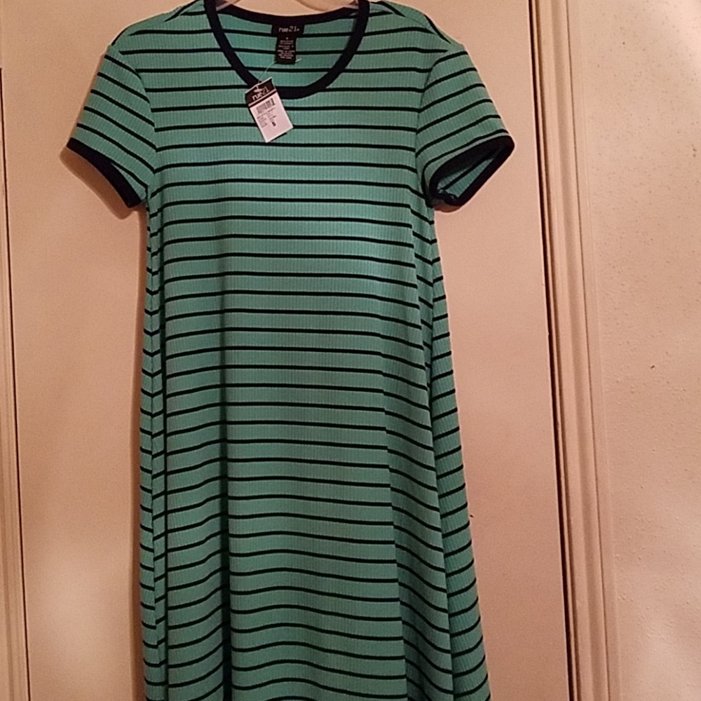 Rue 21 aqua with navy blue stripes